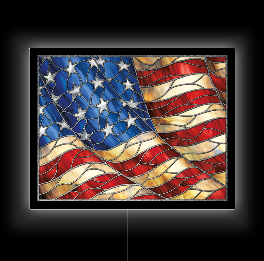 American Flag Stained Glass LED Sign