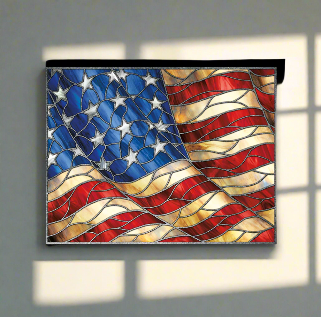 American Flag Stained Glass LED Sign