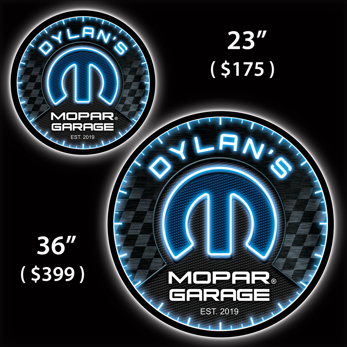 Mopar Garage Custom LED Sign (23" / 36") – Lighted Wall Art