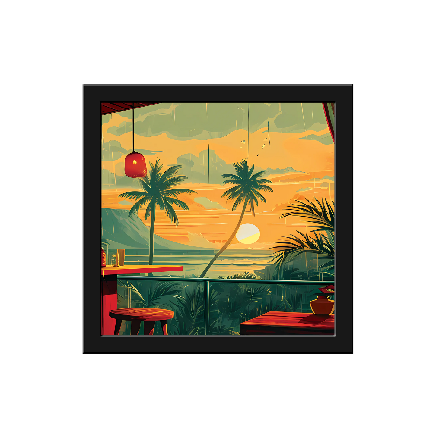 Tiki Bar Accent 1 16x16 Framed Canvas