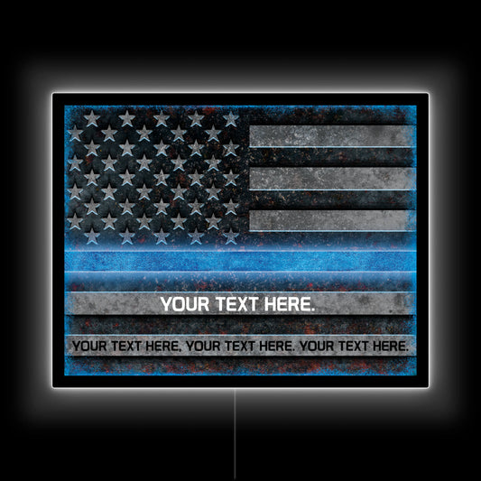 Blue Police Flag Custom LED Sign