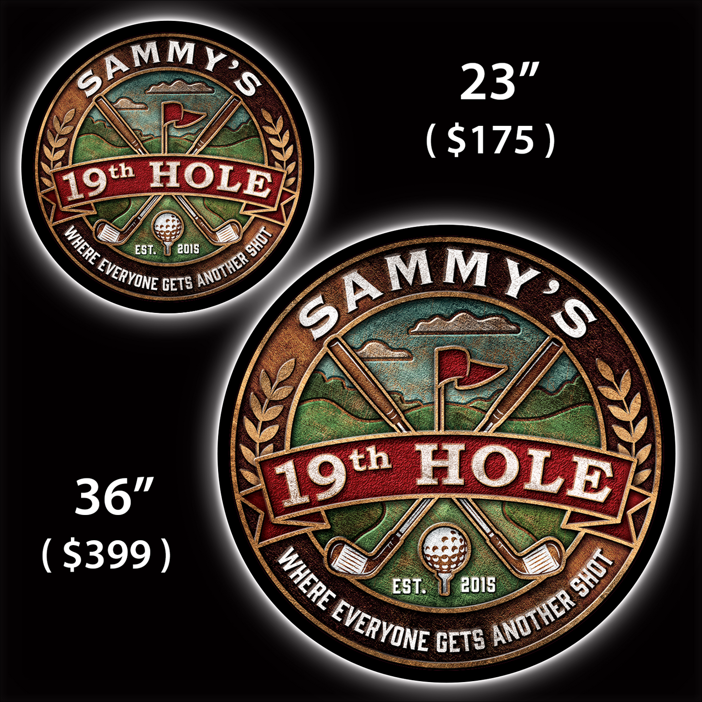 19th Hole Custom LED Sign (23" / 36") – Lighted Wall Art