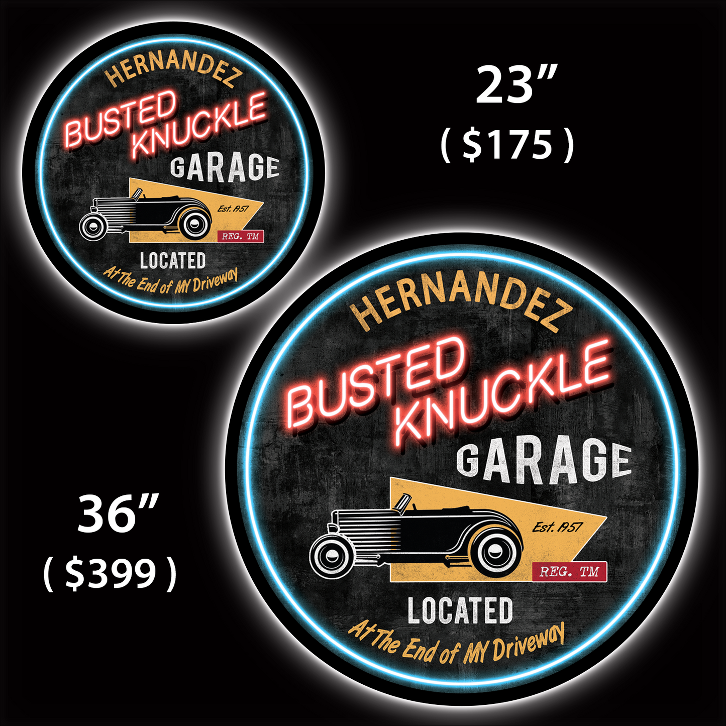 Busted Knuckle Garage Custom LED Sign (23" / 36") – Lighted Wall Art