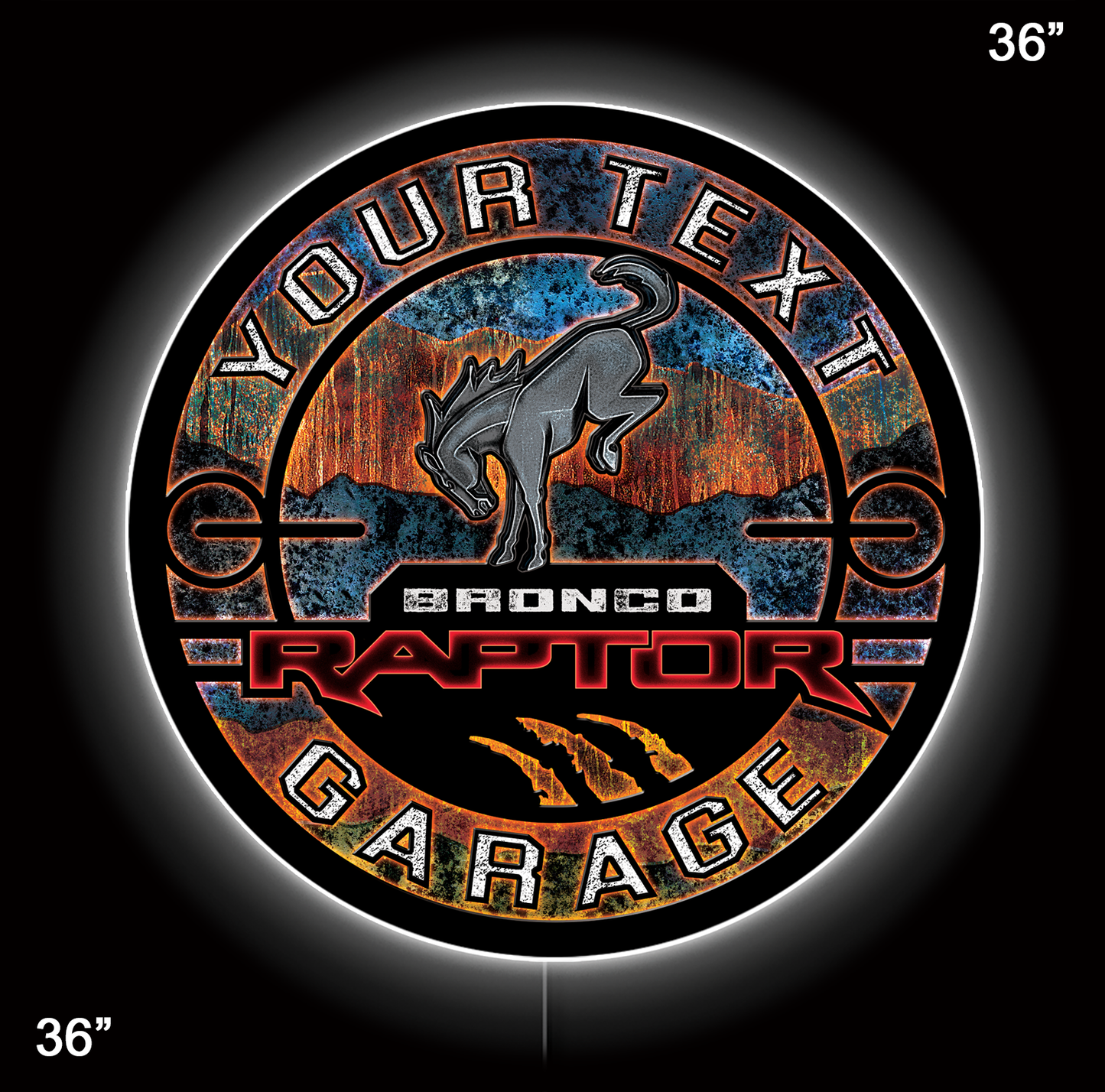 Bronco Raptor Badlands Custom LED Sign (23" / 36") – Lighted Wall Art