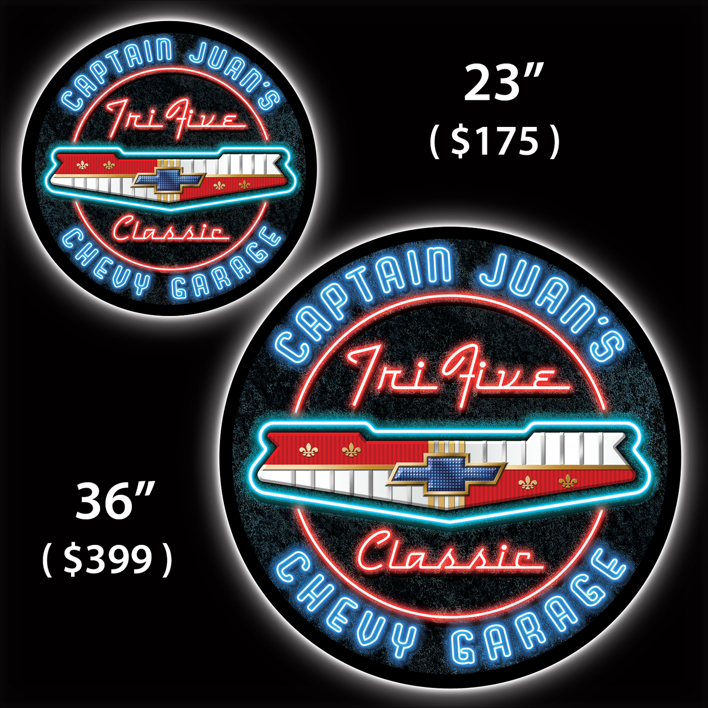 Chevy Tri-Five Custom LED Sign (23" / 36") – Lighted Wall Art