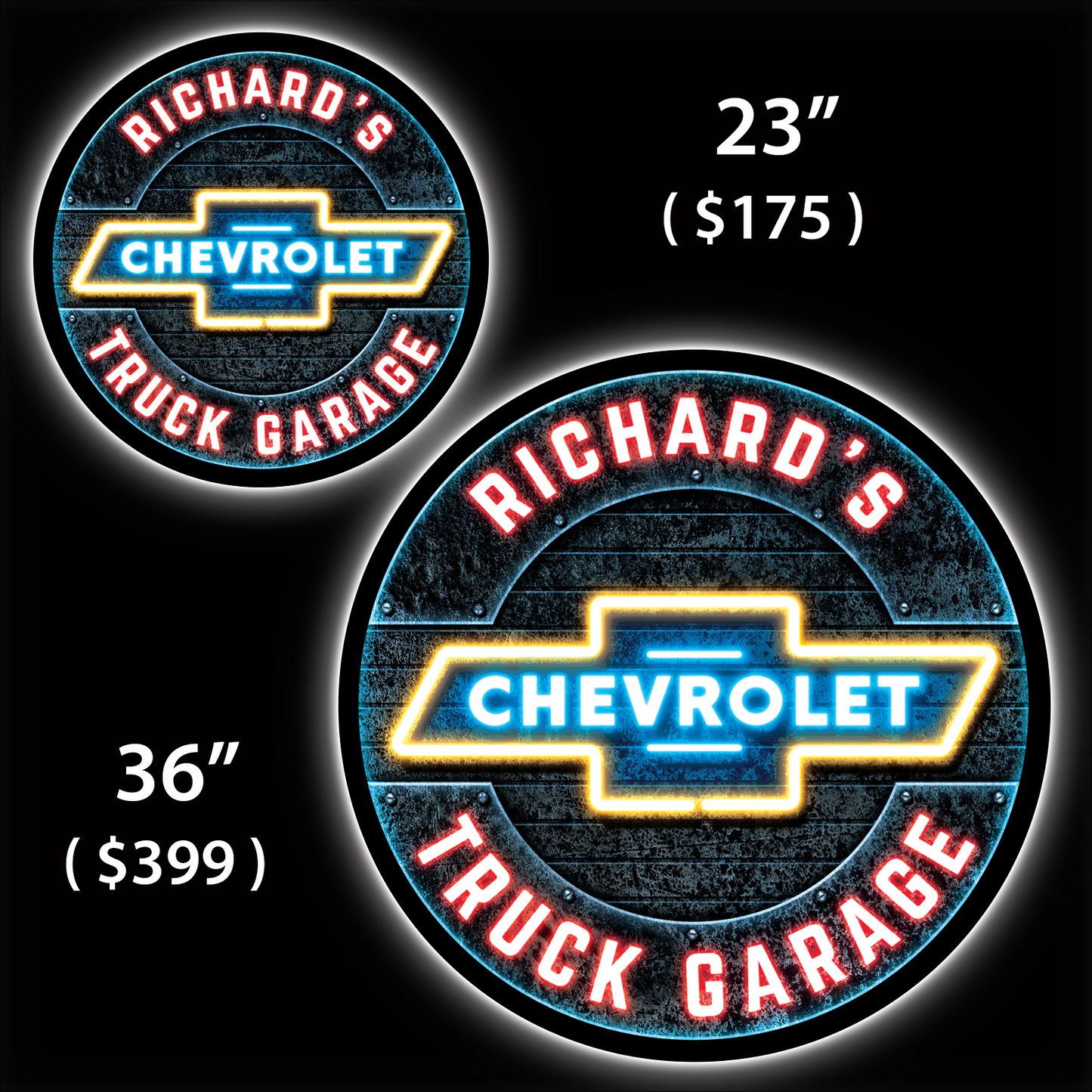 Chevy Truck Garage Custom LED Sign (23" / 36") – Lighted Wall Art