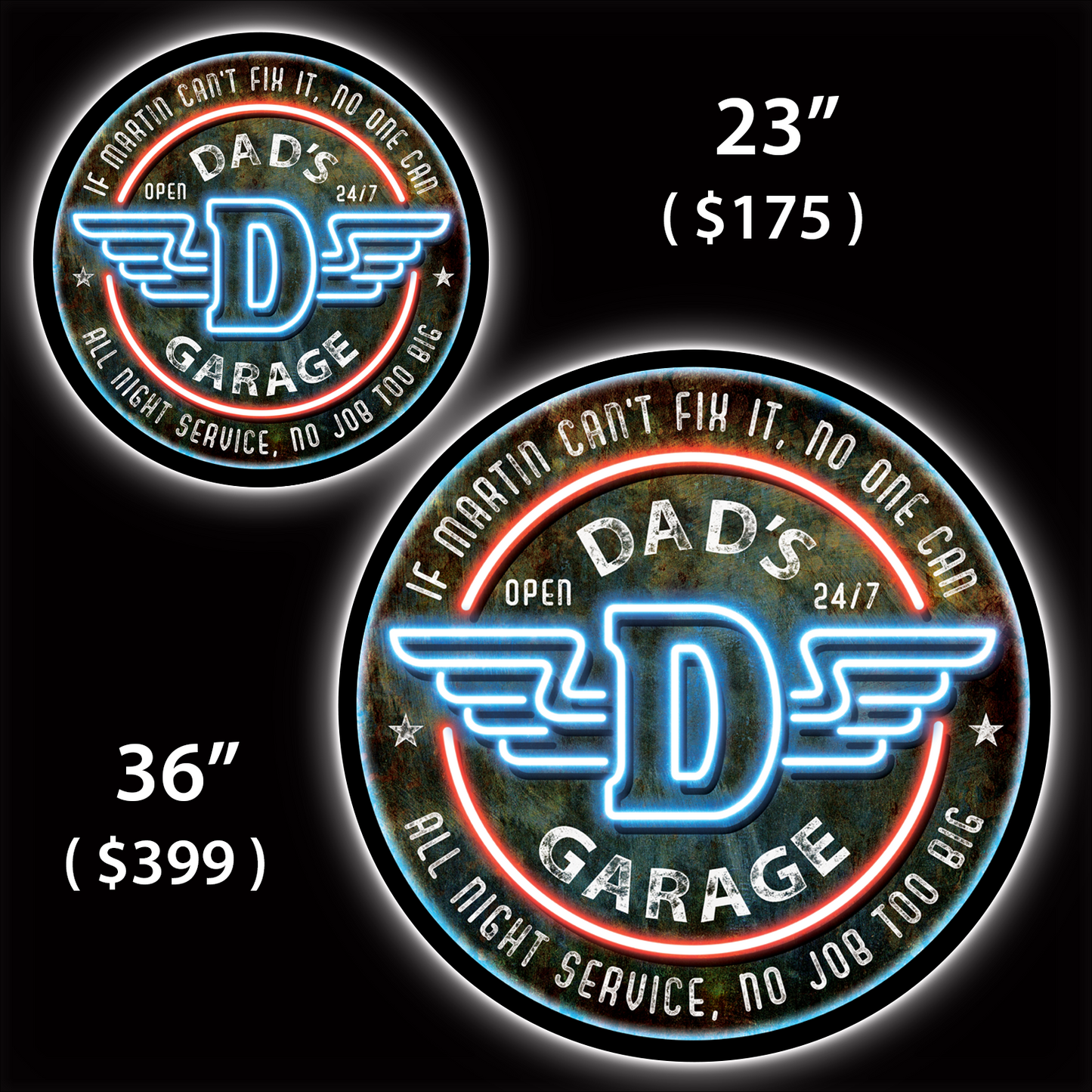 Dad's Garage Custom LED Sign (23" / 36") – Lighted Wall Art