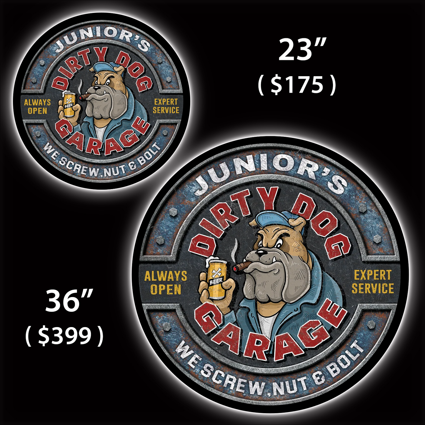 Dirty Dog Custom LED Sign (23" / 36") – Lighted Wall Art