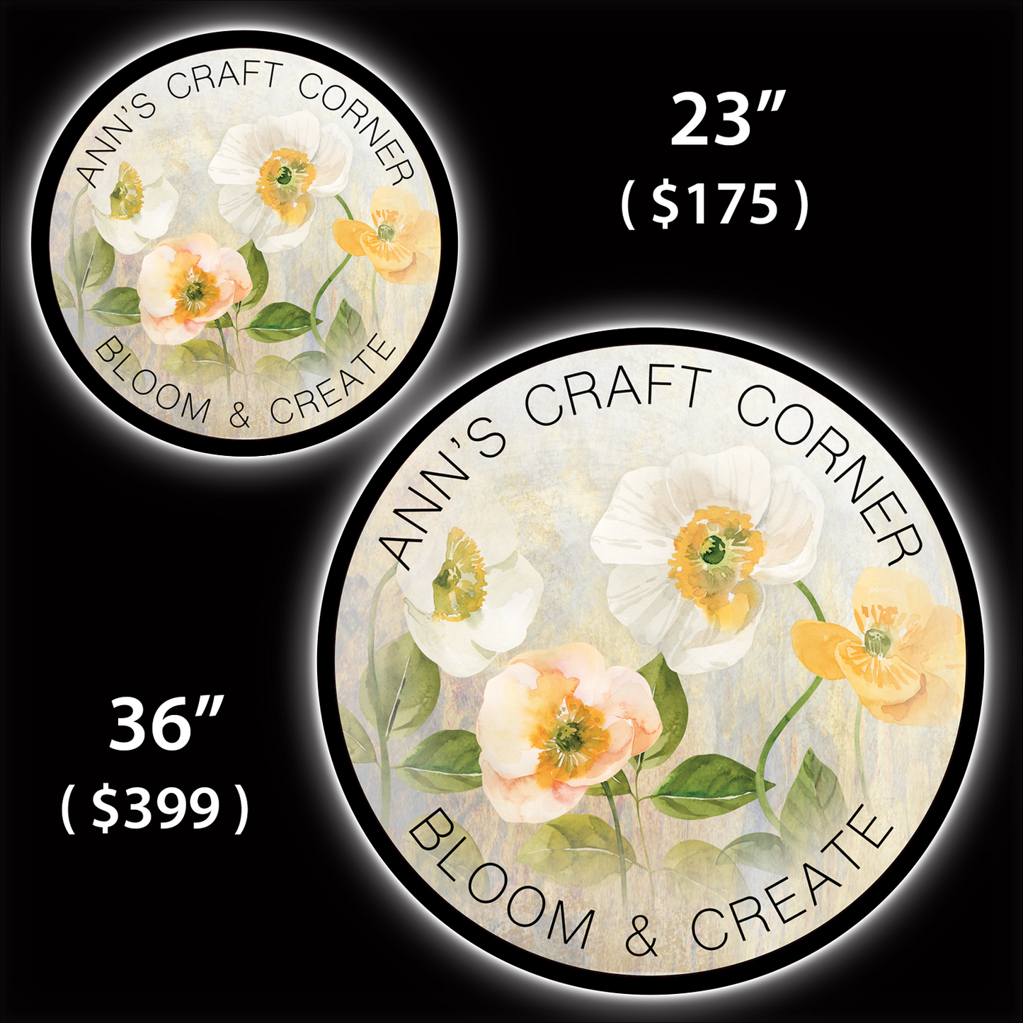 Floral Custom LED Sign (23" / 36") – Lighted Wall Art