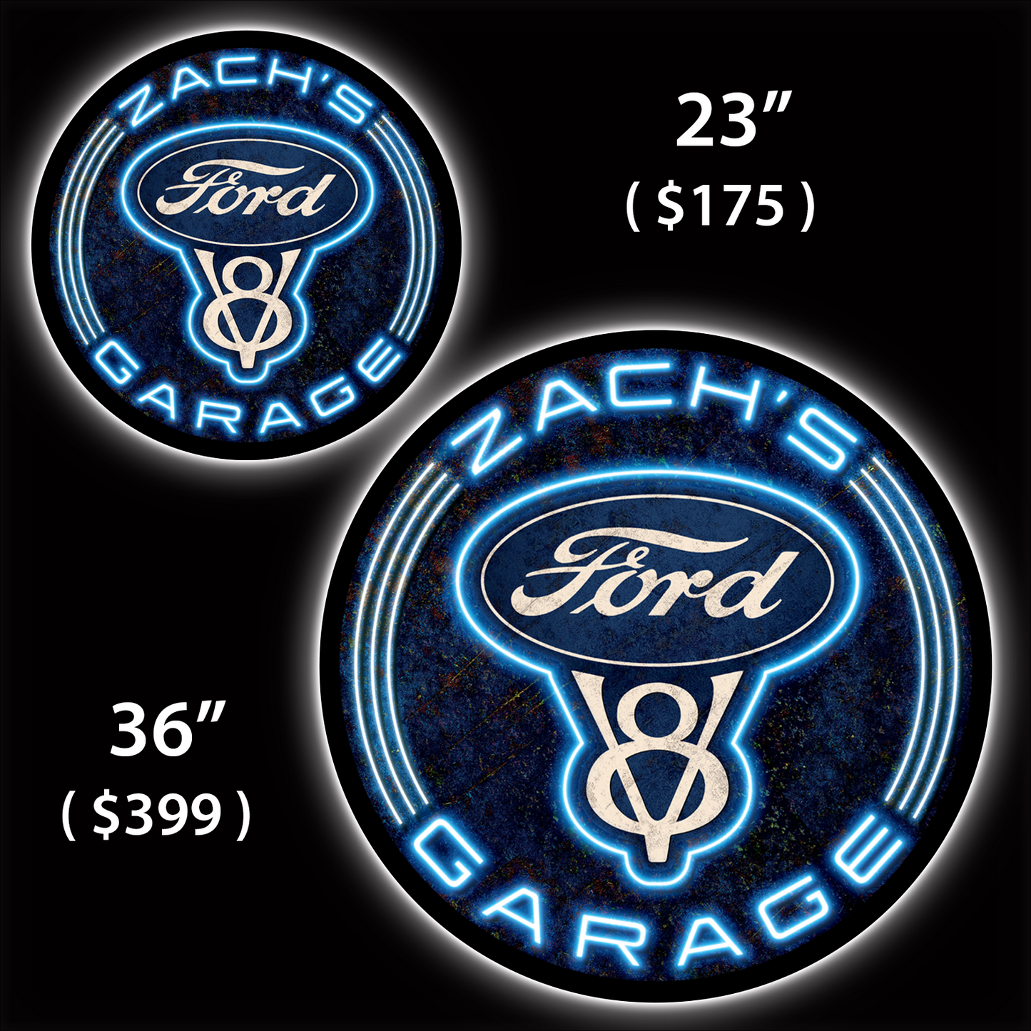 Ford V8 Garage Custom LED Sign (23" / 36") – Lighted Wall Art