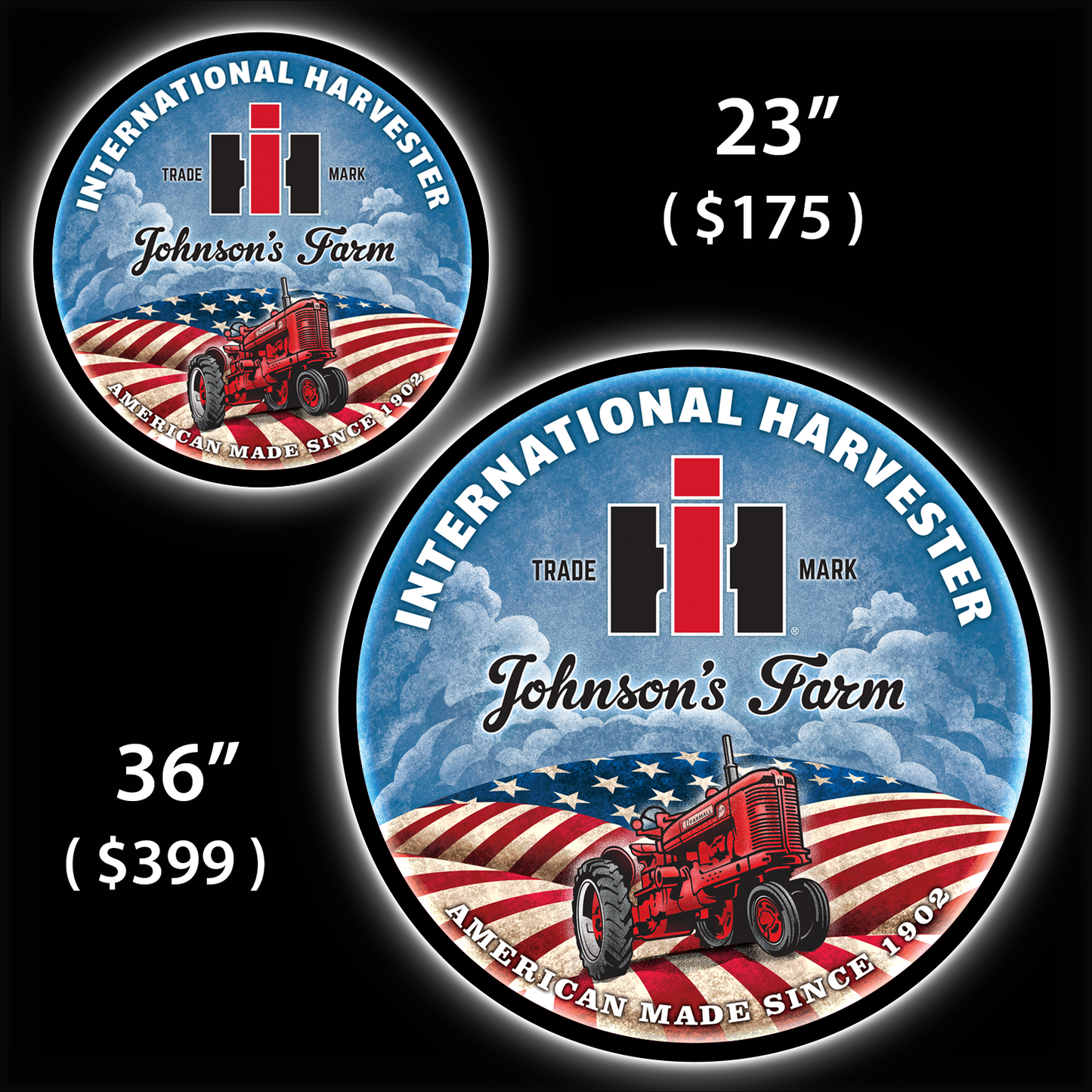IH Tractor Custom LED Sign (23" / 36") – Lighted Wall Art