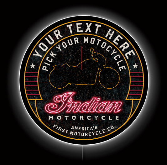 Indian Motorcycle Bike Custom LED Sign (23" / 36") – Lighted Wall Art
