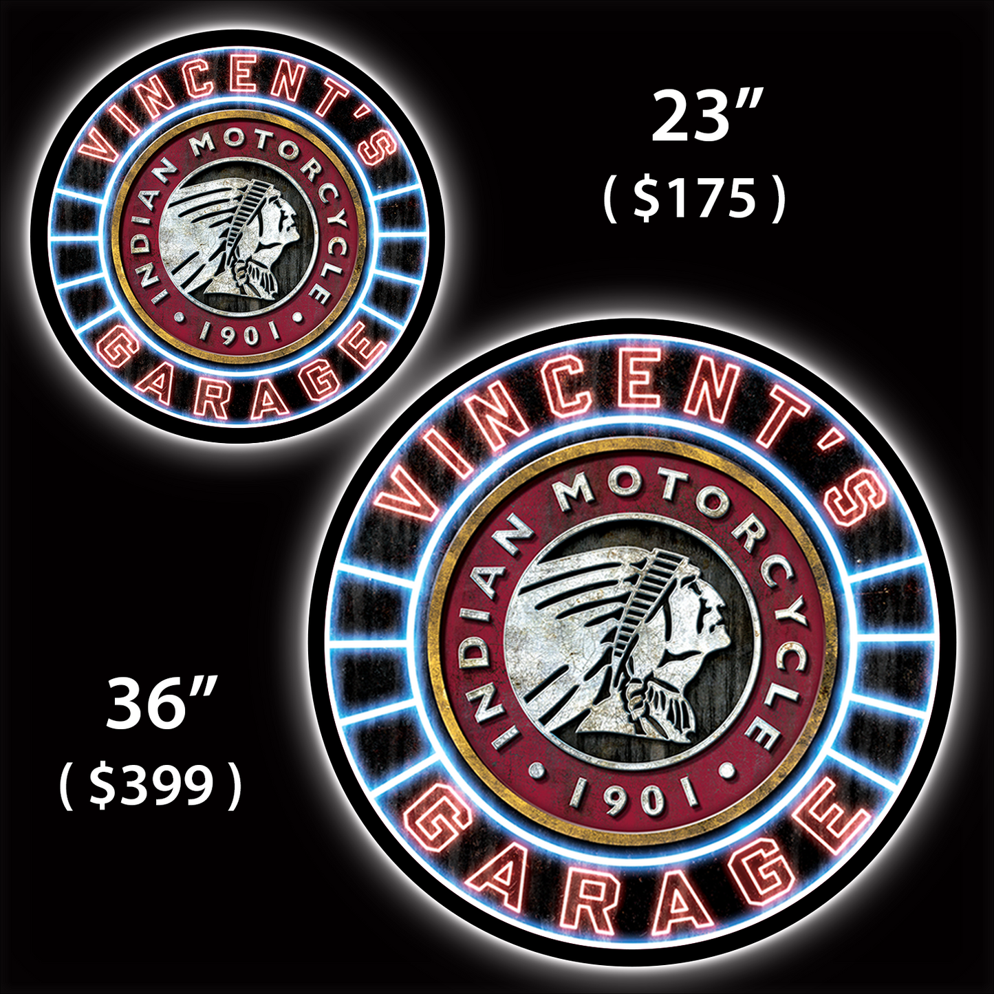 Neon Indian Motorcycle Custom LED Sign (23" / 36") – Lighted Wall Art