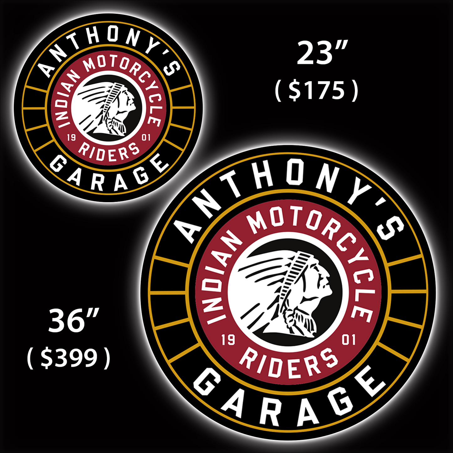 Indian Motorcycle Custom LED Sign (23" / 36") – Lighted Wall Art