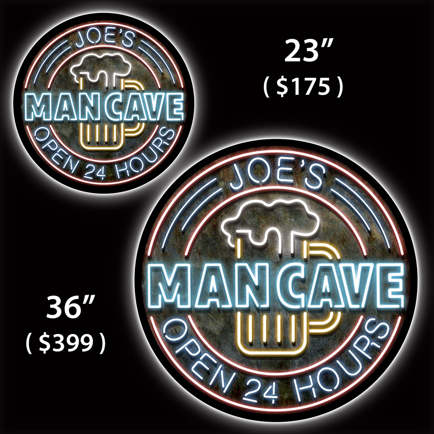 Man Cave Custom Home Bar LED Sign (23" / 36") – Lighted Wall Art