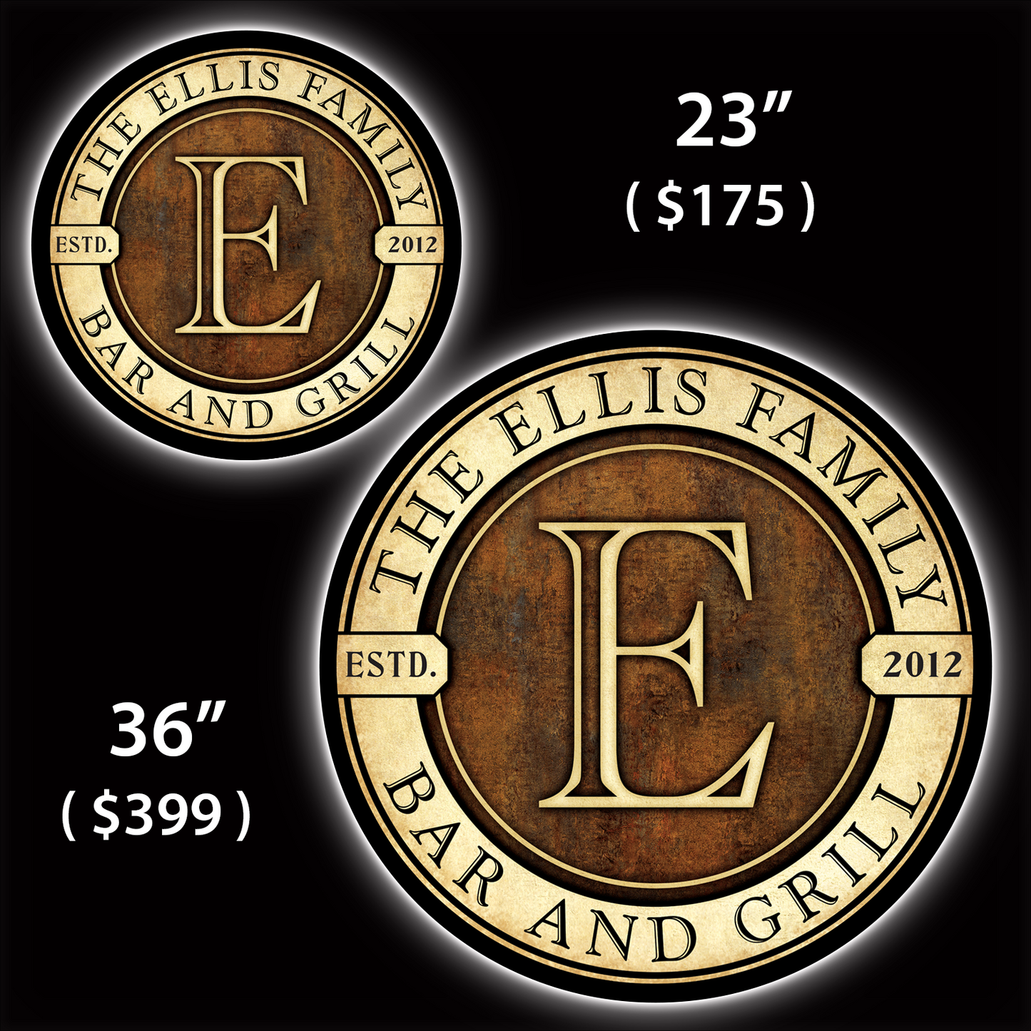 Monogram Custom LED Sign (23" / 36") – Lighted Wall Art