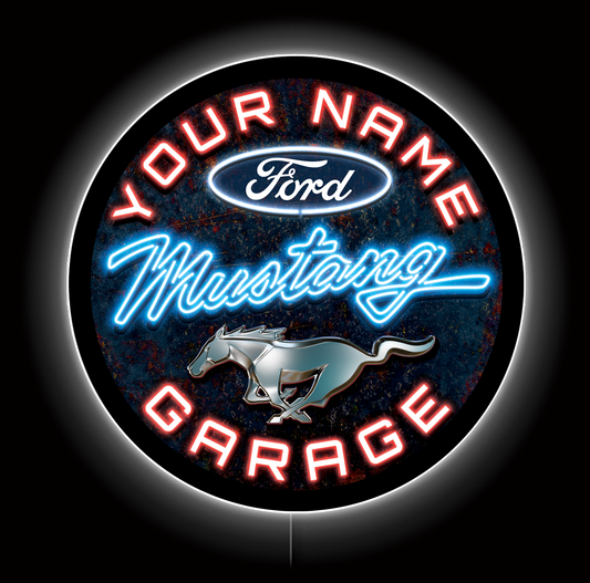 Ford Mustang Garage Custom LED Sign 23 in