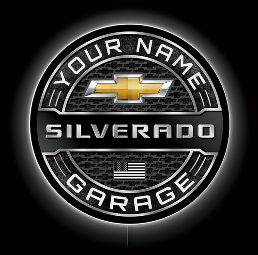 Chevy Silverado Garage LED Sign (23" / 36") – Lighted Wall Art