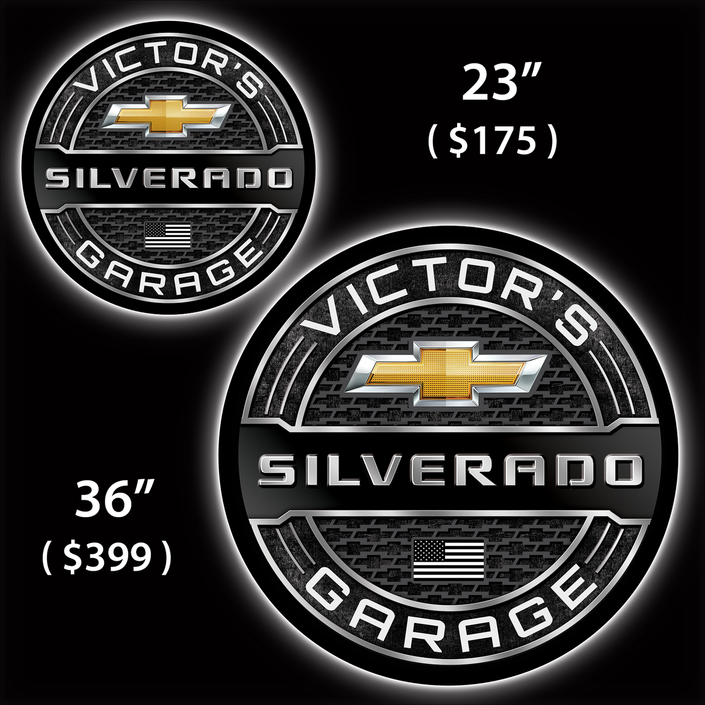 Chevy Silverado Garage LED Sign (23" / 36") – Lighted Wall Art