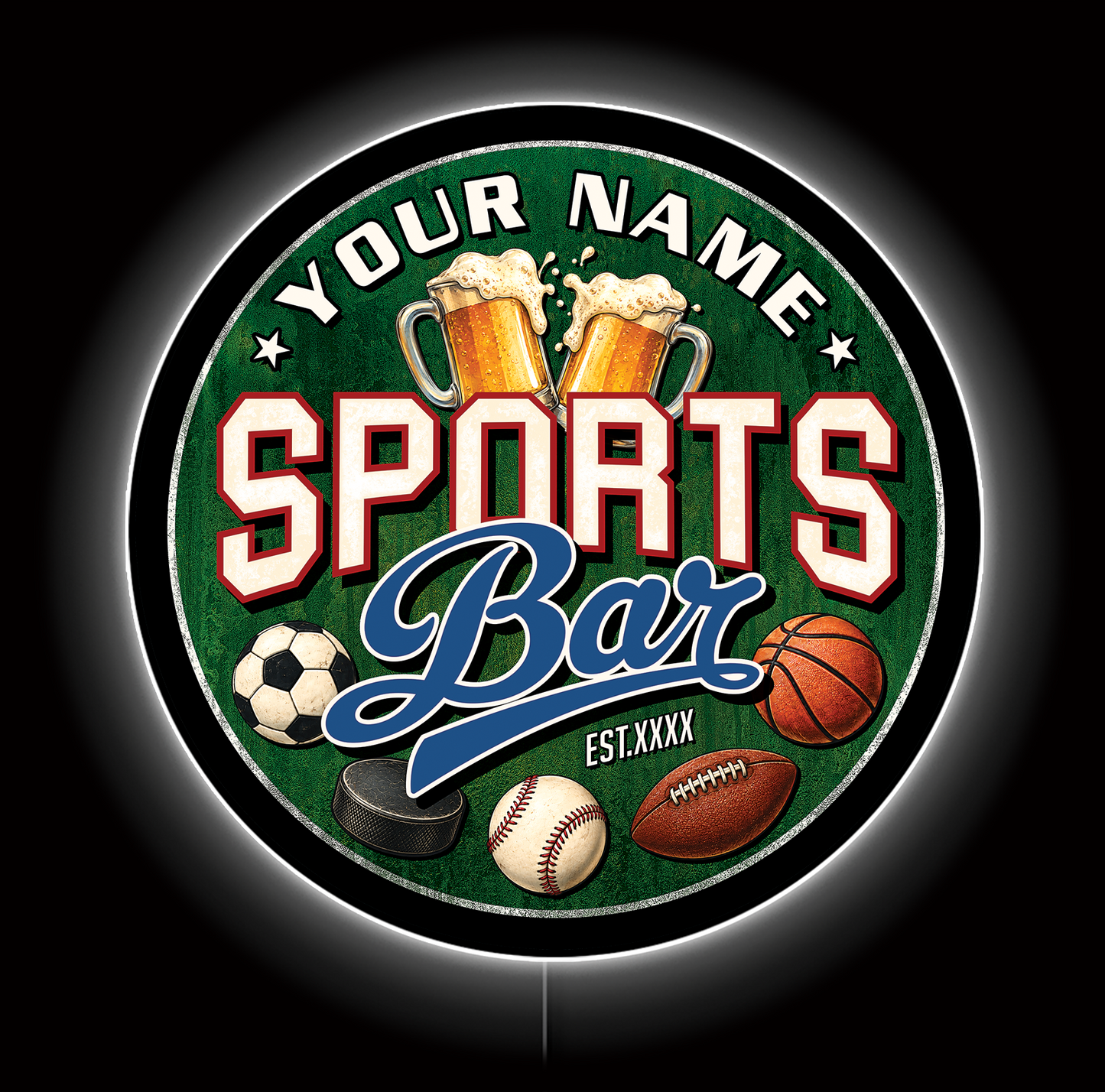 Sports Bar Custom LED Sign (23" / 36") – Lighted Wall Art