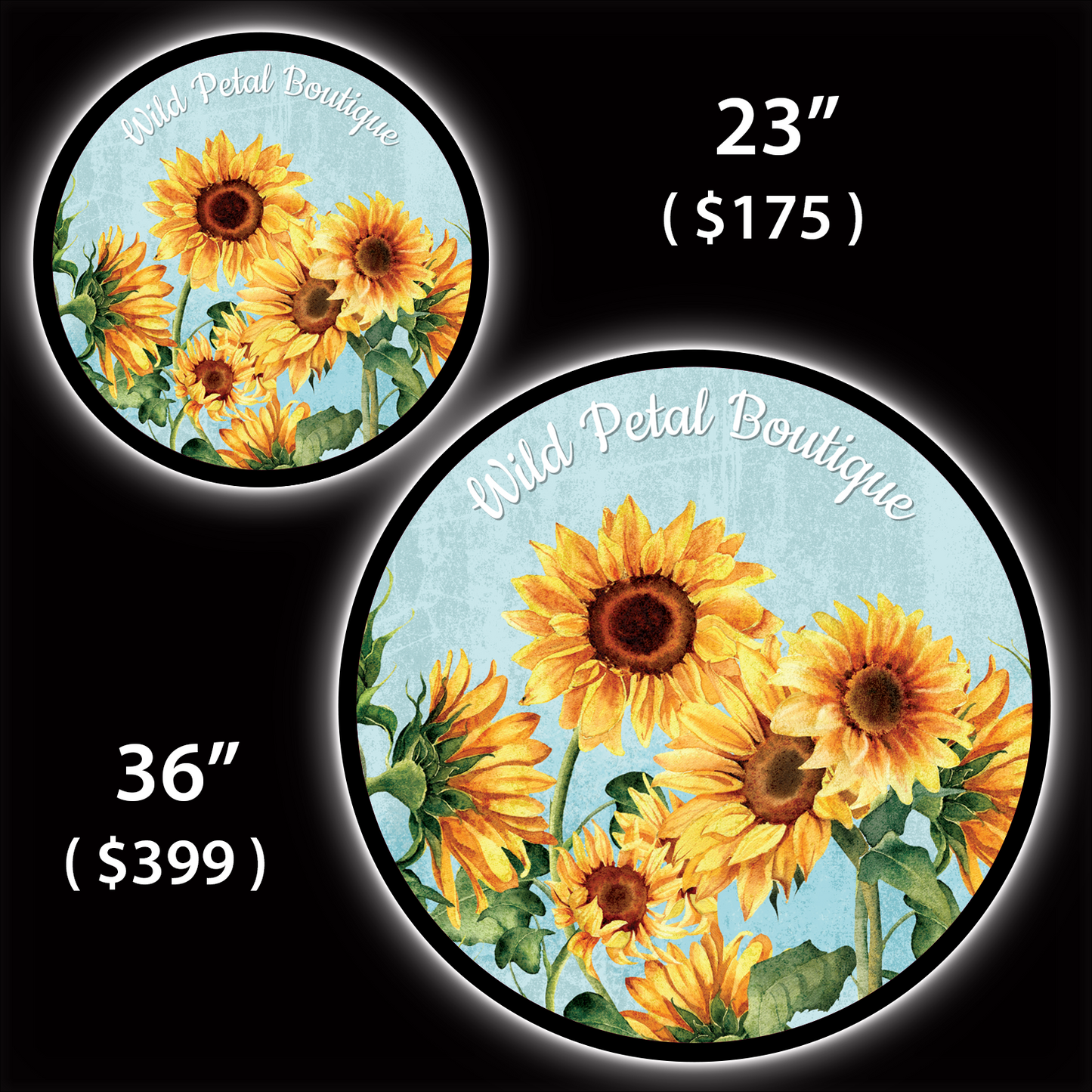 Sunflowers Custom LED Sign (23" / 36") – Lighted Wall Art
