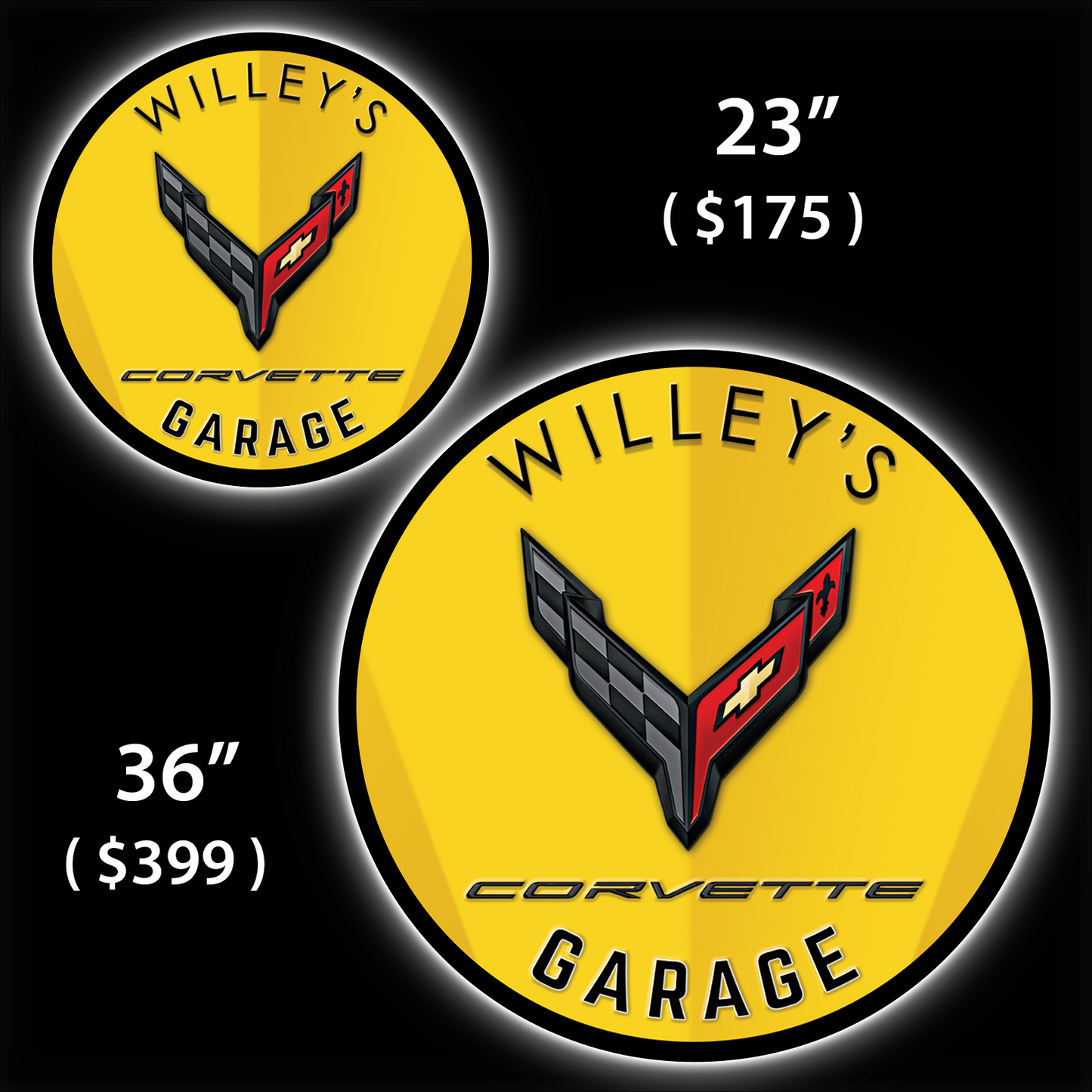 Corvette V8 Custom LED Sign (23" / 36") – Lighted Wall Art