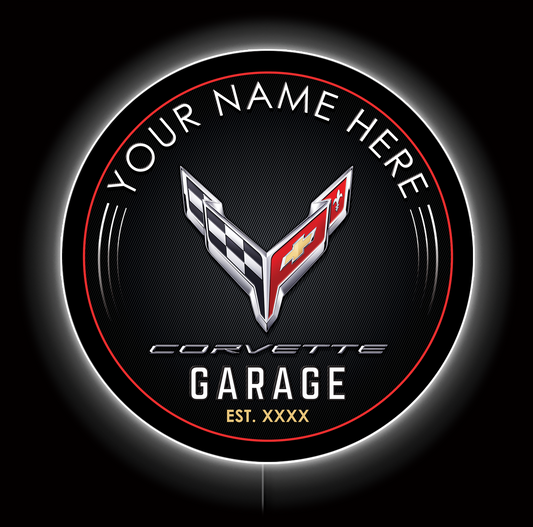 Modern Corvette Garage C8 Custom LED Sign 36 in