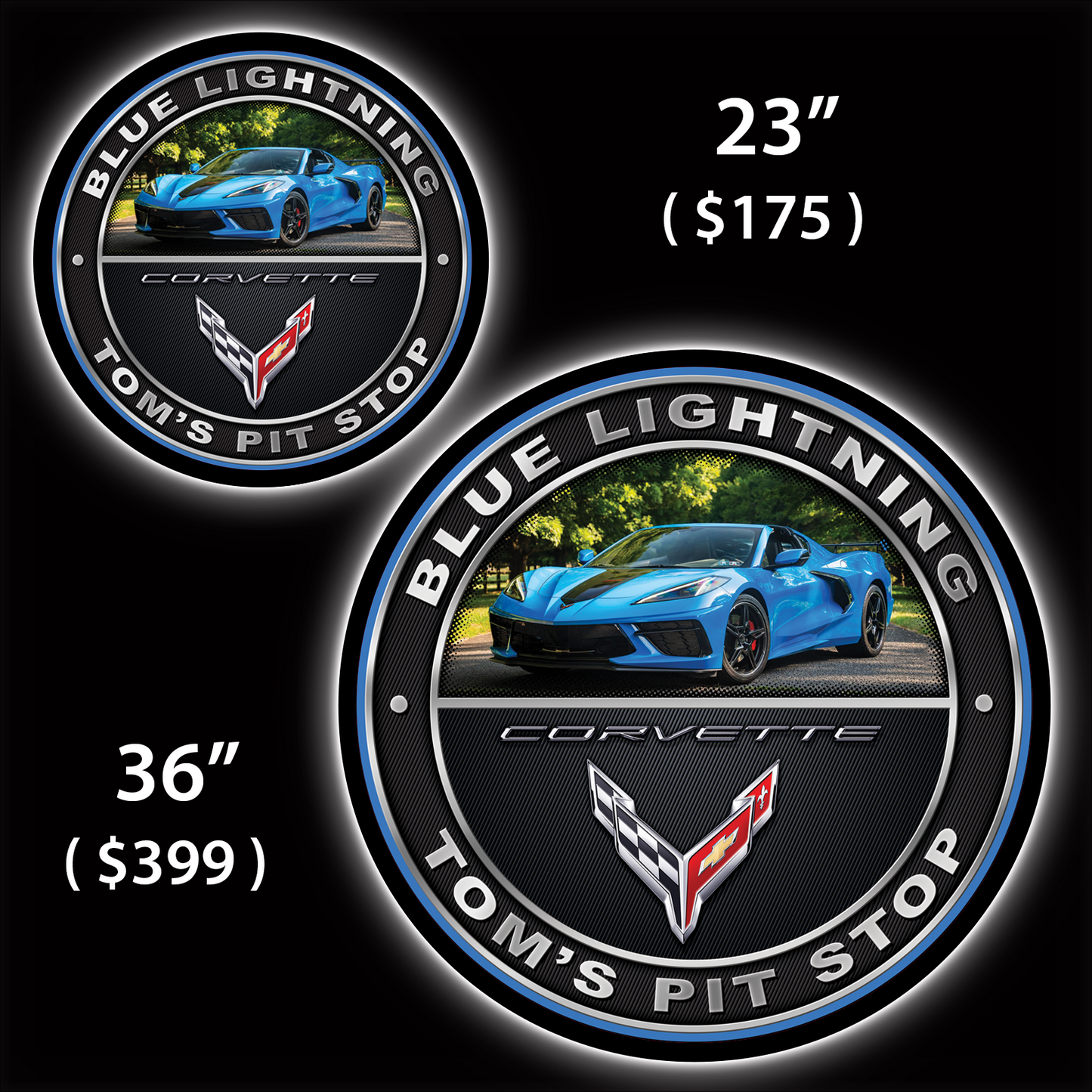 Corvette Photo Custom LED Sign (23" / 36") – Lighted Wall Art
