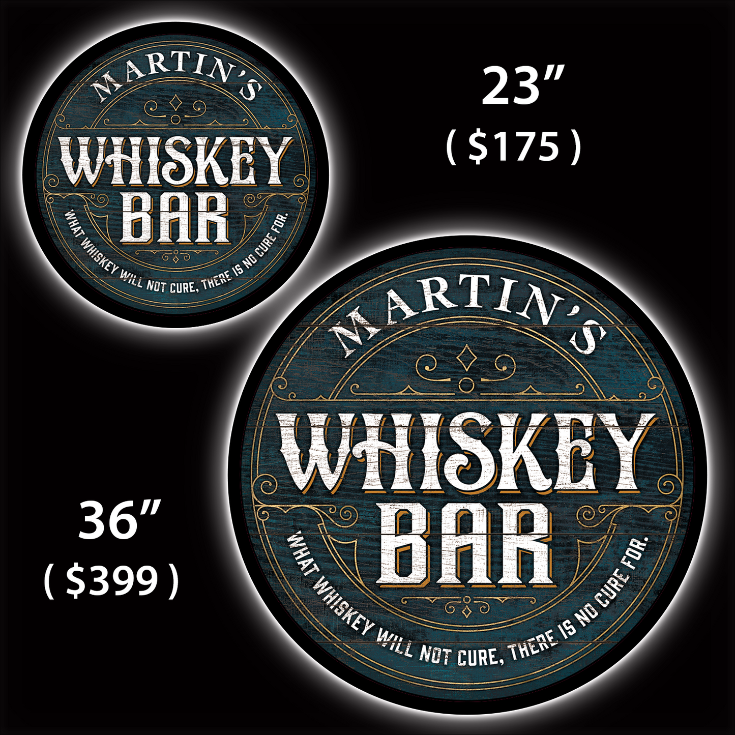 Whiskey Bar Custom Home Bar LED Sign (23" / 36") – Lighted Wall Art