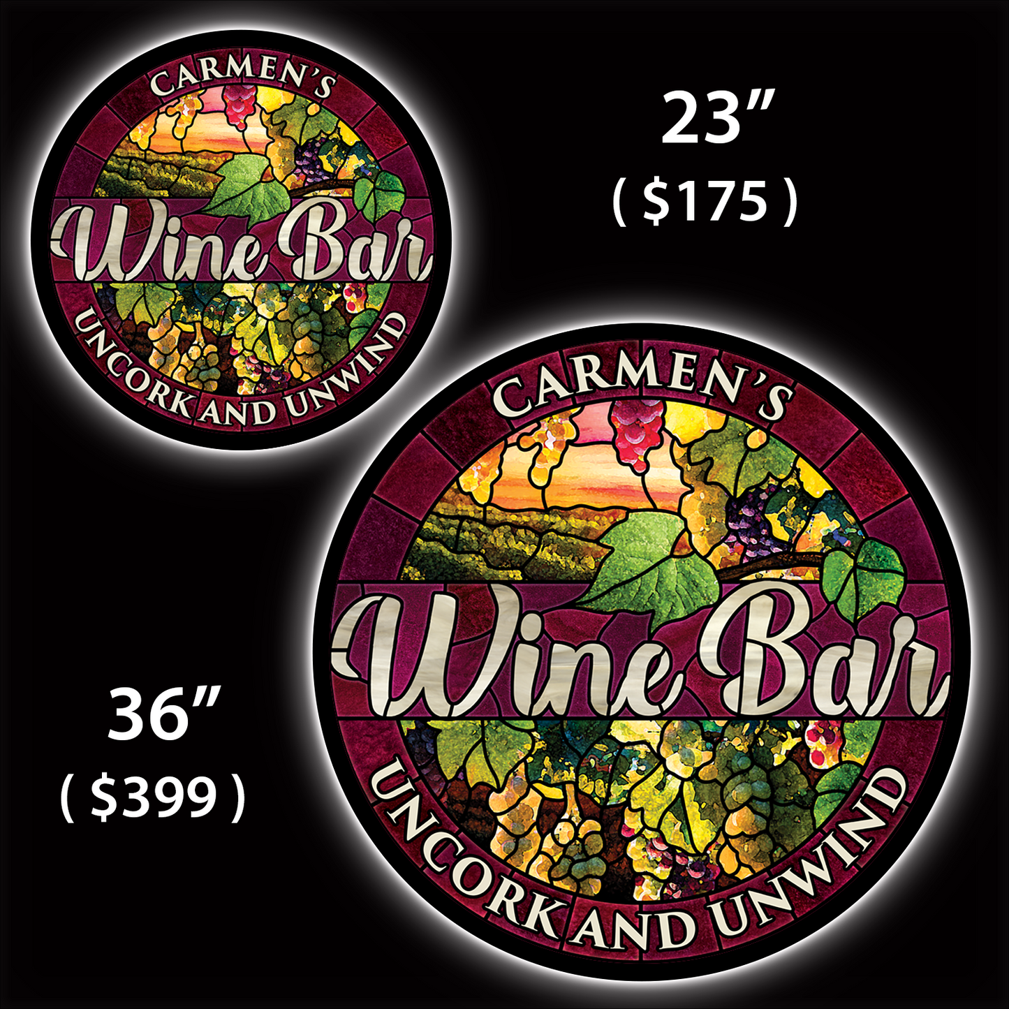 Wine Bar Custom LED Sign (23" / 36") – Lighted Wall Art