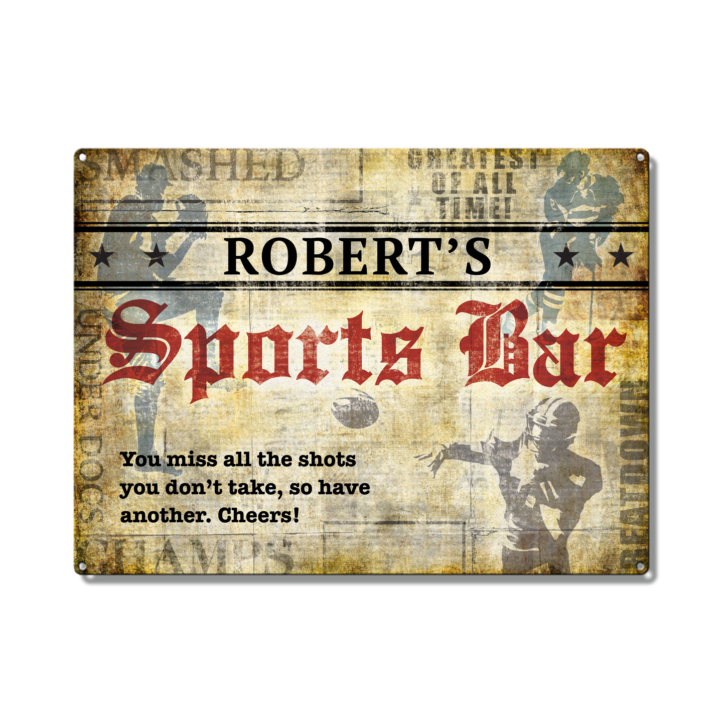 Sports Bar Newspaper Custom Metal Sign