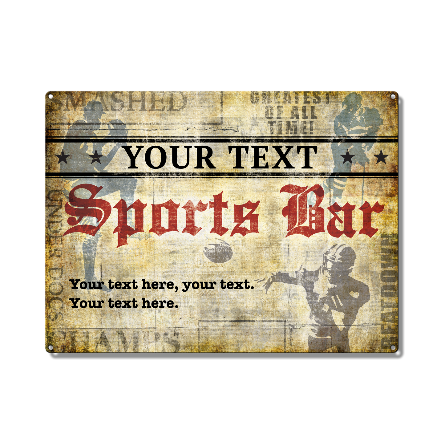 Sports Bar Newspaper Custom Metal Sign
