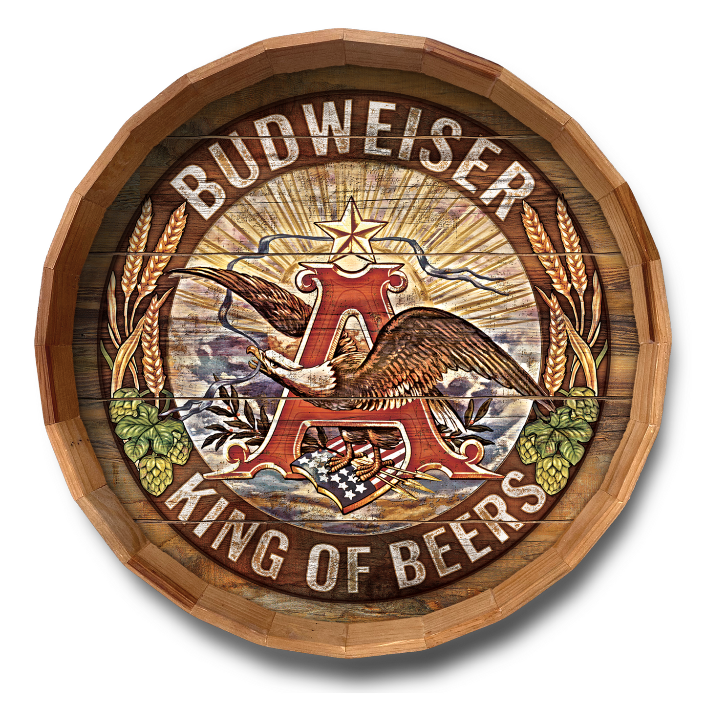 24in Anheuser-Busch Eagle Heritage A Barrel Top Wall Sign