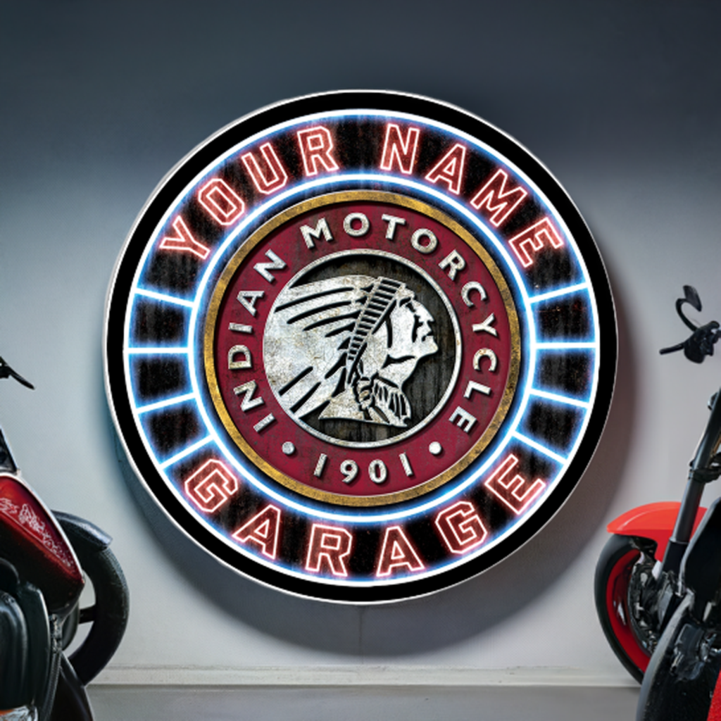 Neon Indian Motorcycle Custom LED Sign 23 in