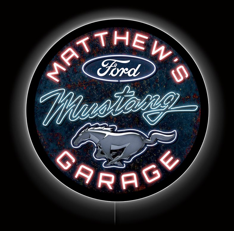 Ford Mustang Garage Custom LED Sign 38 in