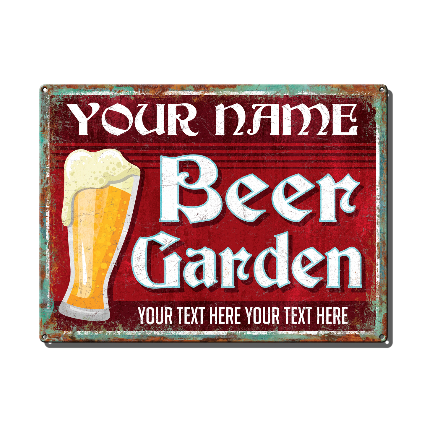 Red Beer Garden Custom Metal Sign