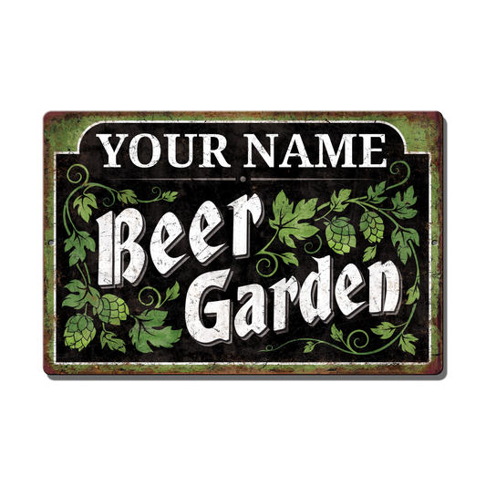 Green Beer Garden Custom Metal Sign