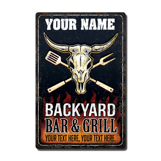 Bar & Grill Custom Metal Sign