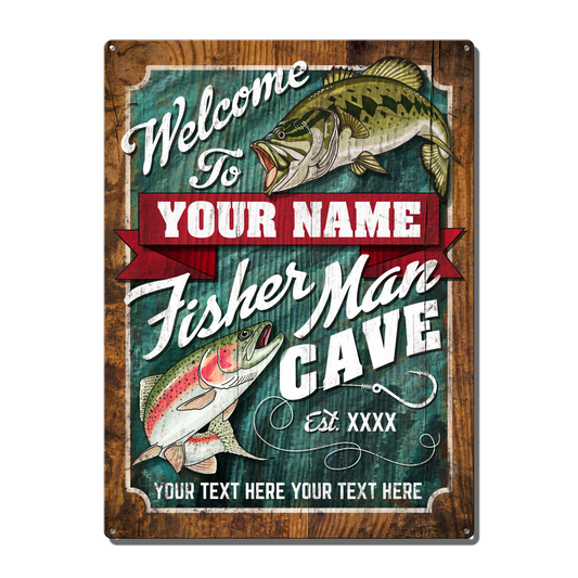 Fisherman Cave Custom Metal Sign