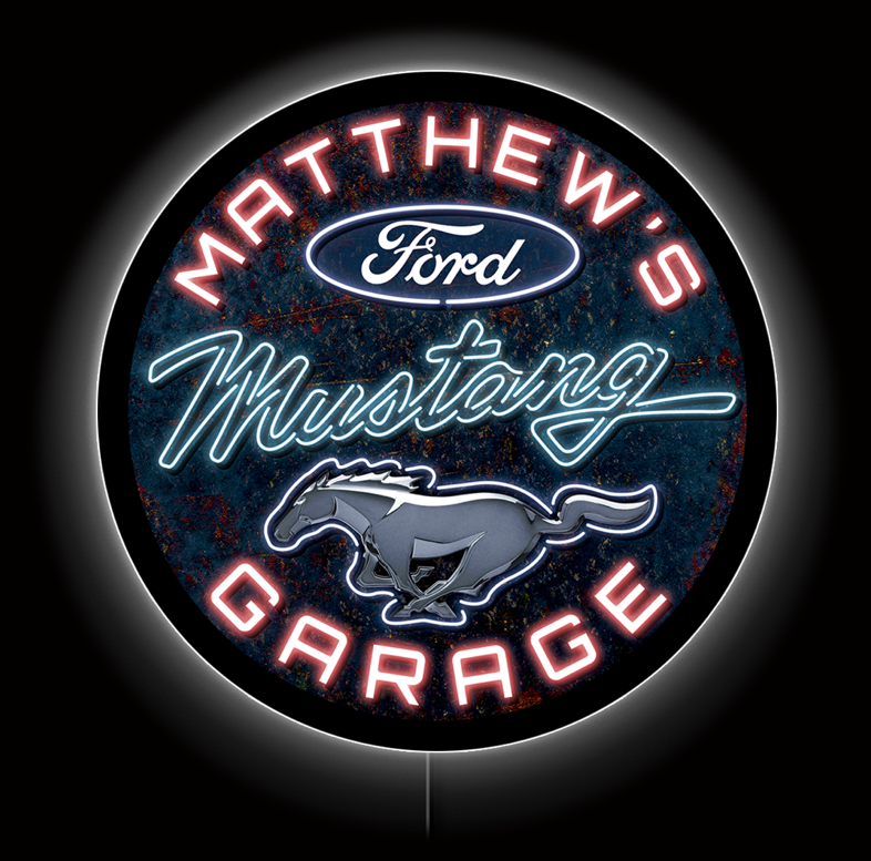 Ford Mustang Garage Custom LED Sign 23 in