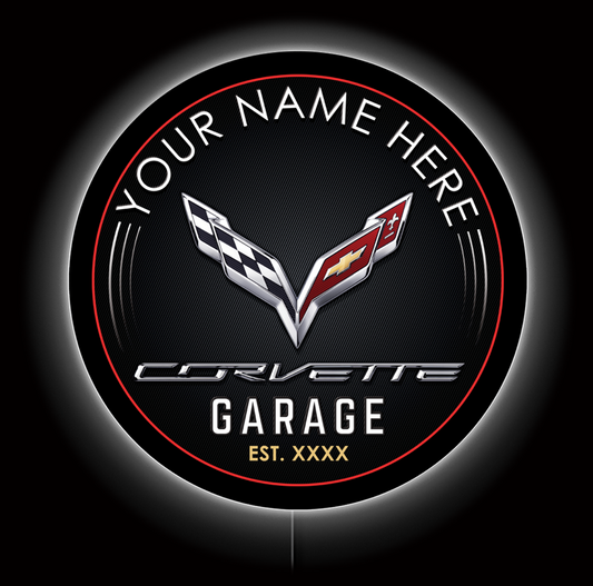 Modern Corvette Garage Custom LED Sign