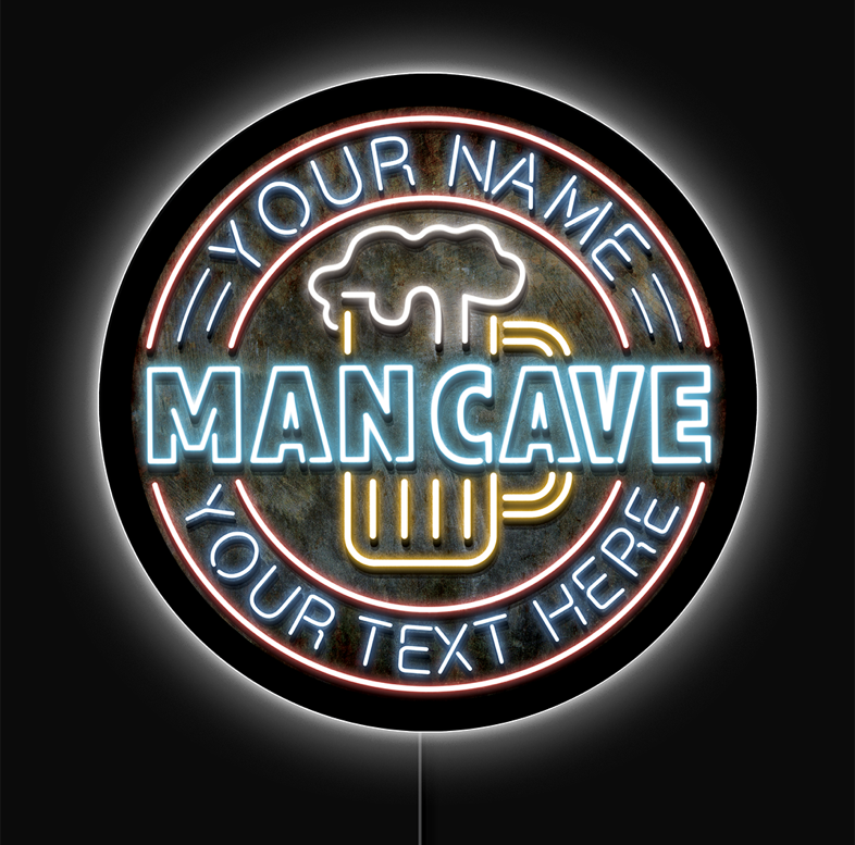 Man Cave 23" Dia. Custom LED Sign