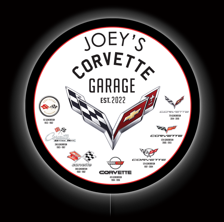 Corvette Garage Custom LED Sign 23 in