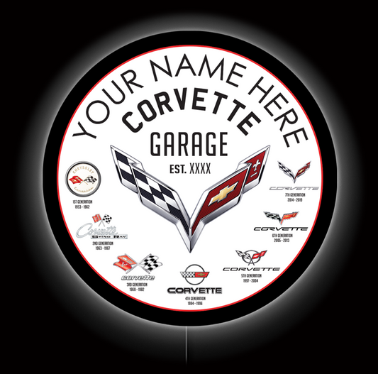 Corvette Garage Custom LED Sign 23 in